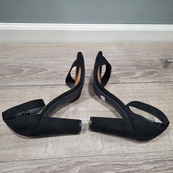 Torrid Womens Sz 10.5W Black Block Heels Open Toe Ankle Straps Suede 4 Inch Heel - Picture 5 of 13